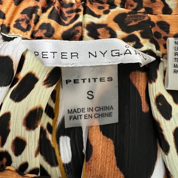 Peter Nygard Animal Leopard Print Button Front Long Skirt Size Small Petite - Picture 7 of 10